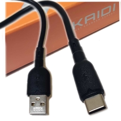 Cabo USB tipo C kaidi KD-28C Preto 100cm - VIPO Eletrônicos - Áudio e Vídeo