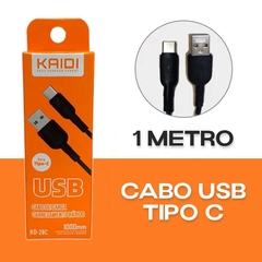 Cabo USB tipo C kaidi KD-28C Preto 100cm - comprar online