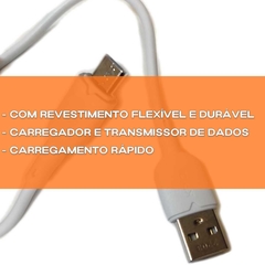 Cabo USB Kaidi Micro USB V8 KD-28S Branco 100cm - VIPO Eletrônicos - Áudio e Vídeo