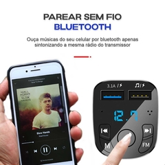 Transmissor FM Bluetooth Carregador USB 3.1 Carro Som - Led Azul - comprar online