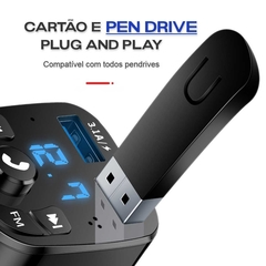 Transmissor FM Bluetooth Carregador USB 3.1 Carro Som - Led Azul na internet