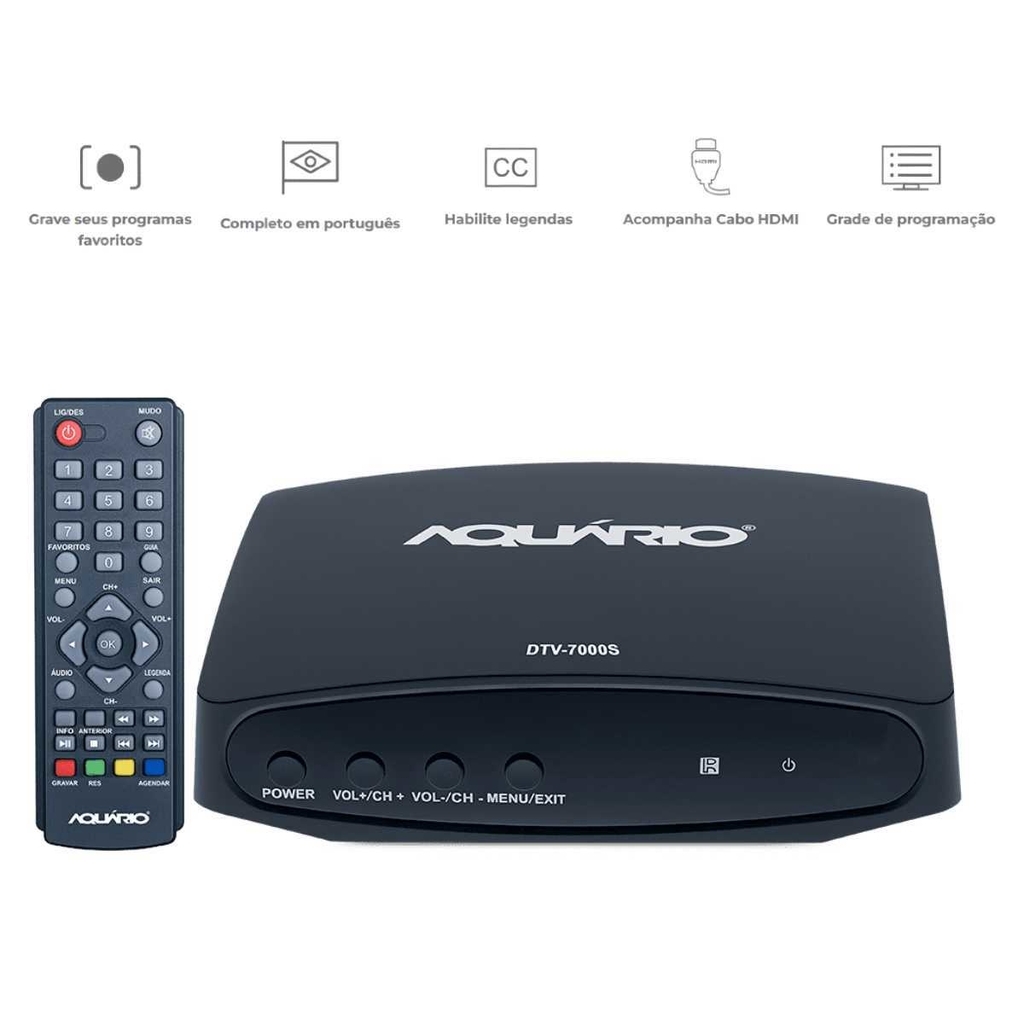 Conversor Digital para Antena Interna e Externa FULL HD DTV 7000s