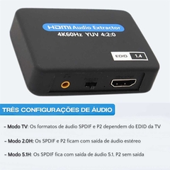 Extrator Divisor de áudio HDMI para ótico toslink spdif + P2(3.5mm) com cabo usb - loja online