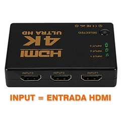 Divisor HDMI Splitter 3x1 Switch 3 entradas x 1 saida - VIPO Eletrônicos - Áudio e Vídeo