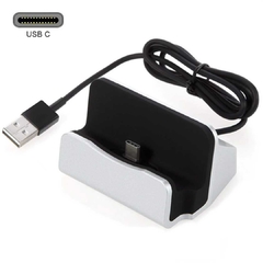 Estação de Celular Tipo C USB Suporte de mesa Carregar Prata - loja online