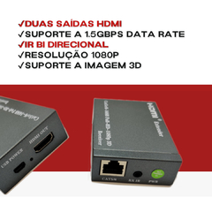 Extensor Hdmi Cabo de Rede Rj45 Com Sensor Ir E 2 Saidas TV 1080p na internet