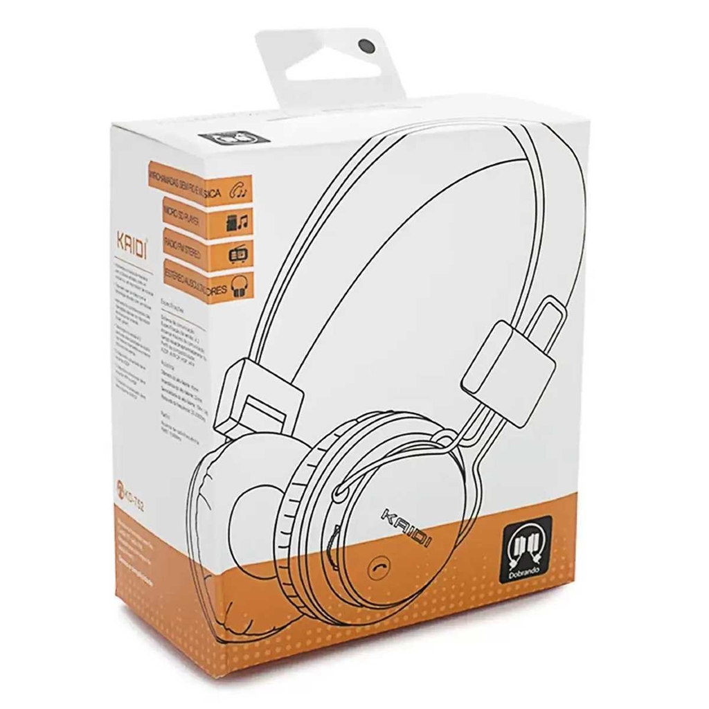 Fone de ouvido Headset Sem fio Kaidi KD-752 Arco Bluetooth FM