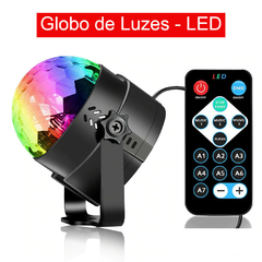 Globo de Luzes Giratorio(Ativado por som) RGB USB SD Mp3 - DJ Festa Balada - loja online