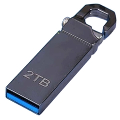 Pen Drive 2 TB Retangular Metalico 2048gb Usb 3.0 Cinza Escuro