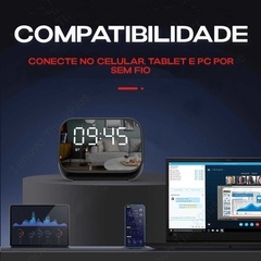 Imagem do Relogio Caixa de Som com Alarme Bluetooth Led Vie13 Preto