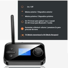 Imagem do Transmissor e Receptor de Audio Bluetooth Aux P2 RCA Optico Sem fio