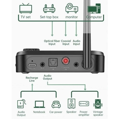 Transmissor e Receptor de Audio Bluetooth Aux P2 RCA Optico Sem fio