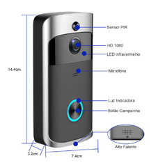Vídeo porteiro com Campainha HD - Atenda do Celular - Sem fio áudio bidirecional - loja online
