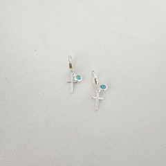 ARGOLA CLICK PINGENTES CRUZ E ZIRCÔNIA AZUL CLARO - comprar online