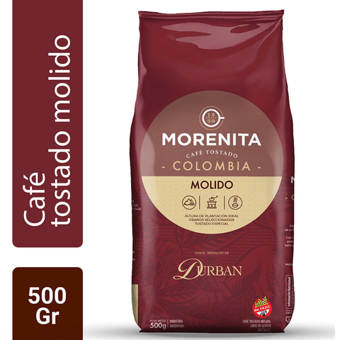 Café Colombia Morenita Durban Molido Sin Azúcar X 500 Gr