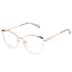Armação para Óculos Feminino Empório Glasses Dourado/Branco/Vinho Gatinho EG4139 C9 51