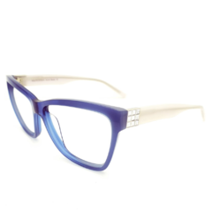 Armação para Óculos Feminino Ana Hickmann Azul Cristal Retangular AH9141 B27 59