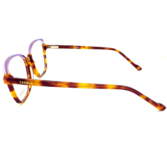 Armação para Óculos Feminino Carmim Tartaruga/Roxo Cristal Gatinho CRM41651 C1 54