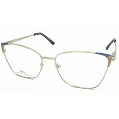 Armação para Óculos Feminino Empório Glasses Dourado/Azul Baby/Rosa Baby Quadrado EG4051 C13 54