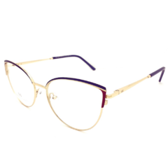 Armação para Óculos Feminino Empório Glasses Dourado/Azul/Vermelho Gatinho EG4218 C13 54
