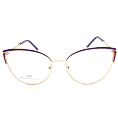 Armação para Óculos Feminino Empório Glasses Dourado/Azul/Vermelho Gatinho EG4218 C13 54