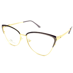 Armação para Óculos Feminino Empório Glasses Dourado/Cinza/Preto Gatinho EG4216 C13 55