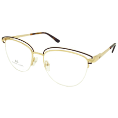Armação para Óculos Feminino Empório Glasses Dourado/Marrom Fosco Redondo/Gatinho EG4162 C17 52