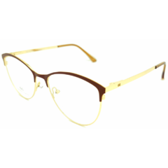 Armação para Óculos Feminino Empório Glasses Dourado/Marrom Fosco Redondo/Gatinho EG4213 C4 52
