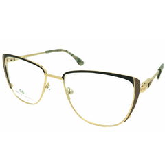 Armação para Óculos Feminino Empório Glasses Dourado/Nude/Marrom Gatinho EG4237 C4 54