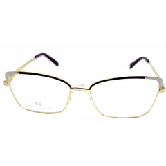 Armação para Óculos Feminino Empório Glasses Dourado/Preto/Branco Retangular EG4247P C6 54