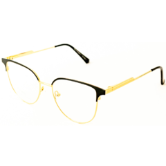 Armação para Óculos Feminino Empório Glasses Dourado/Preto Fosco Redondo/Gatinho EG4215 C5 52