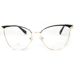 Armação para Óculos Feminino Empório Glasses Dourado/Preto/Off White Clip-On EG4122 C5 54