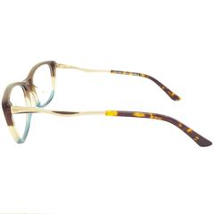 Armação para Óculos Feminino Empório Glasses Marrom Cristal/Azul Cristal Gatinho EG3374 C4 51