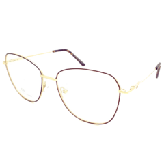 Armação para Óculos Feminino Empório Glasses Marrom/Dourado Redondo EG4196 C5 56