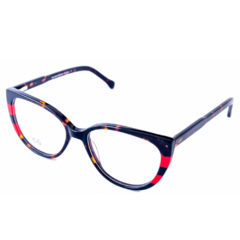Armação para Óculos Feminino Empório Glasses Marrom Mescla/Vermelho Gatinho EG5006 C17 54