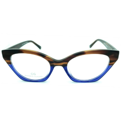 Armação para Óculos Feminino Empório Glasses Marrom Rajado/Azul Cristal Gatinho EG3373 C4 51