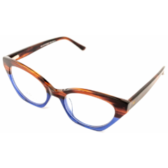 Armação para Óculos Feminino Empório Glasses Marrom Rajado/Azul Cristal Gatinho EG3373 C4 51