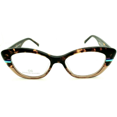 Armação para Óculos Feminino Empório Glasses Mescla Marrom /Marrom Cristal Gatinho EG3378 C4 50