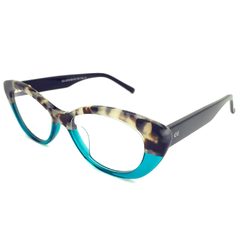 Armação para Óculos Feminino Empório Glasses Mescla Marrom/Verde Água Cristal Gatinho EG3378 C13 50
