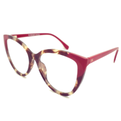 Armação para Óculos Feminino Empório Glasses Mescla Marrom/Vermelho Clip-On EG3436 C9 53