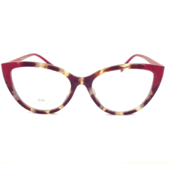 Armação para Óculos Feminino Empório Glasses Mescla Marrom/Vermelho Clip-On EG3436 C9 53