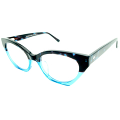 Armação para Óculos Feminino Empório Glasses Mescla Preto/Azul Cristal Gatinho/Geométrico EG3373 C13 51