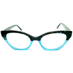 Armação para Óculos Feminino Empório Glasses Mescla Preto/Azul Cristal Gatinho/Geométrico EG3373 C13 51