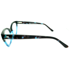 Armação para Óculos Feminino Empório Glasses Mescla Preto/Azul Cristal Gatinho/Geométrico EG3373 C13 51