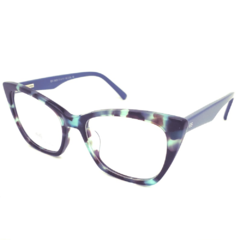 Armação para Óculos Feminino Empório Glasses Mesclado Marrom/Azul Gatinho EG3426 C18 51