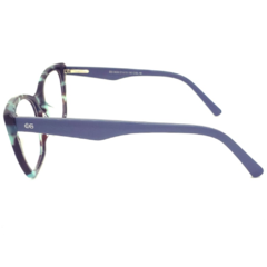 Armação para Óculos Feminino Empório Glasses Mesclado Marrom/Azul Gatinho EG3426 C18 51