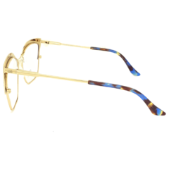 Armação para Óculos Feminino Empório Glasses Preto Fosco/Dourado Gatinho EG4159 C5 53