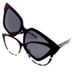 Armação para Óculos Feminino Empório Glasses Preto/Mescla Cristal Clip-On EG3437 C16 53