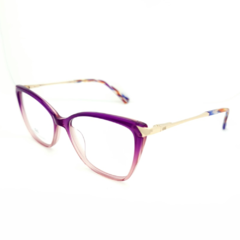 Armação para Óculos Feminino Empório Glasses Roxo Cristal/Rosa Cristal Gatinho EG3348 C10 53