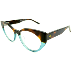 Armação para Óculos Feminino Empório Glasses Tartaruga/Azul Cristal Gatinho EG3345 C17 51